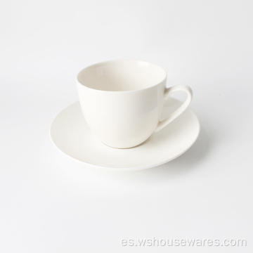Juego de tazas de café de porcelana blanca pura británica